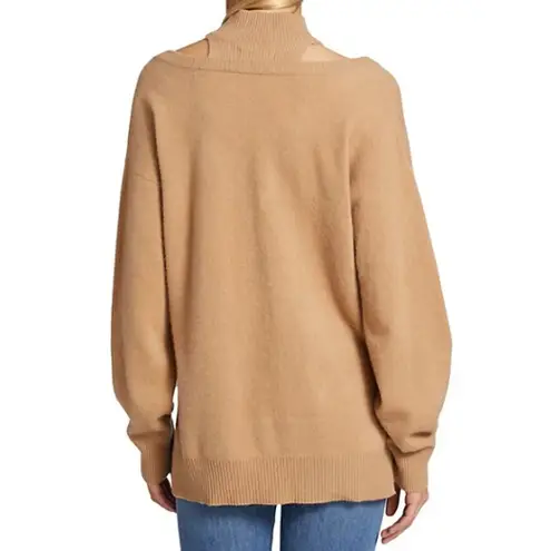 Naadam Cashmere Cutout Turtleneck Sweater Medium Tan Cozy Relaxed Oversized