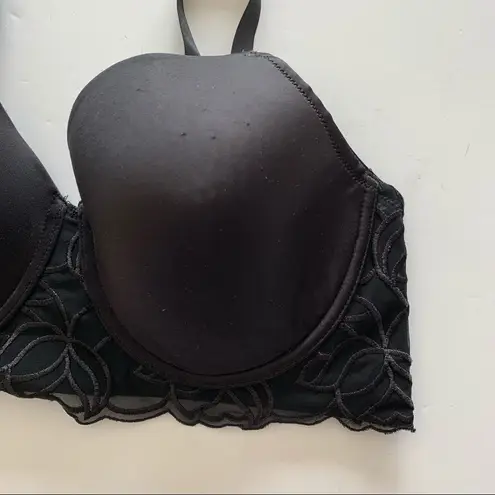 Natori  Black Lace Underwire Push-up Bra Smooth Cup 36D Women’s