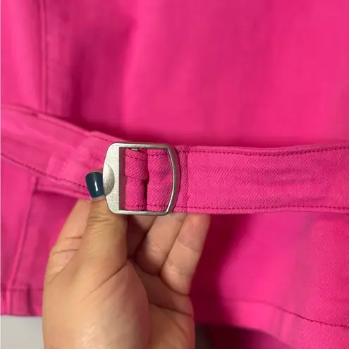 Judy Blue Colored Denim Button Front Vest Medium Hot Pink Stretch V-neck