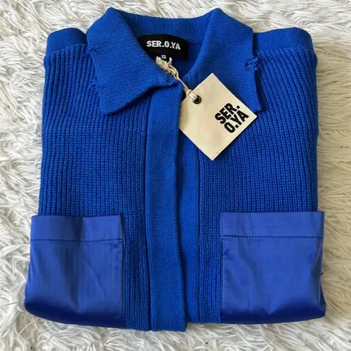 SER.O.YA Evelyn Cropped Knit Jacket in Royal Blue size XS