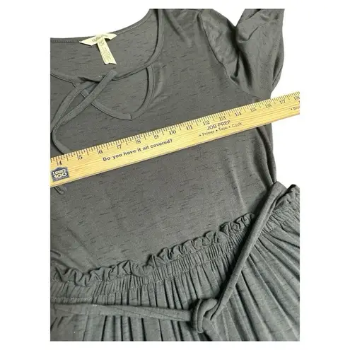 Matilda Jane GO WEST MAXI Dress Small S Gray Soft Jersey 3/4 Sleeve Keyhole