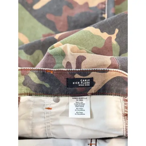 Veronica Beard  Women Jeans Green Carly Kick Flare High Rise Button Fly Camo 24