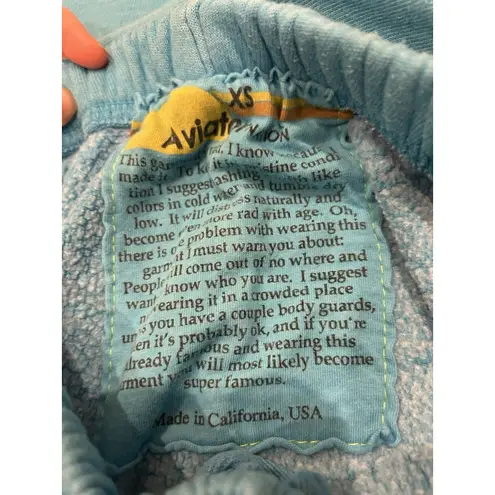 Aviator Nation Neon Blue 5 Stripe Set Crewneck Sweatshirt And Sweatpants Small