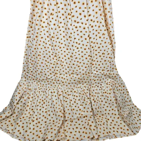 We Wore What Smocked Midi Dress in Ivory Ditsy Daises M NWT