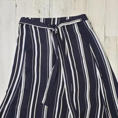 Polagram Navy Blue & White Stripe Split Maxi Skirt Women's Size Large