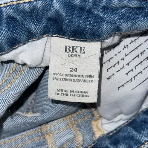 BKE Buckle Billie Stretch Jean Shorts Light Wash Denim Sz 24 Utility Distressed