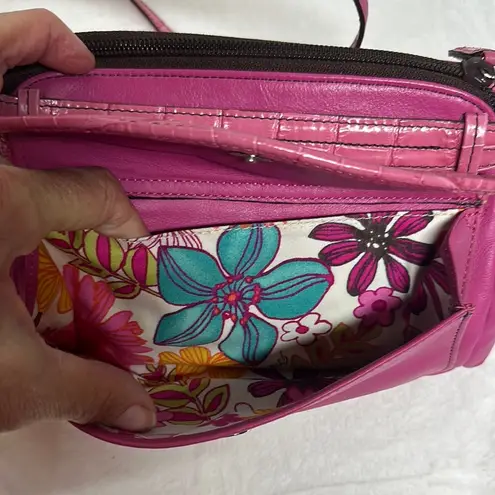 Brighton Beautiful Pink leather crossbody bag with bag charms