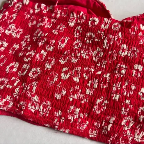 Dance & Marvel floral crop tie shoulder top red & white in size medium
