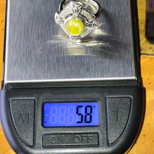 Natural Connemara Marble Sterling Silver Celtic Ring Size 6