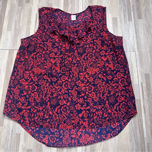 Terra & Sky Women's Plus Size Floral Sleeveless Top in Red and Blue Size 1X