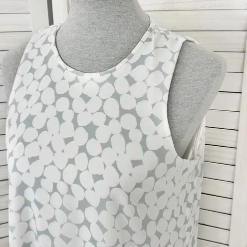 Calvin Klein  Polkadot Chiffon Sleeveless Tent Swing Dress White Grey Size 8