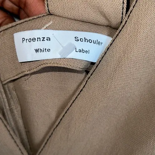 Proenza Schouler White Label Plunge Rumpled Pique Top In Khaki