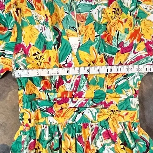 Pink Martini NWT Multicolor Floral V-neck Puff Sleeved Midi Dress