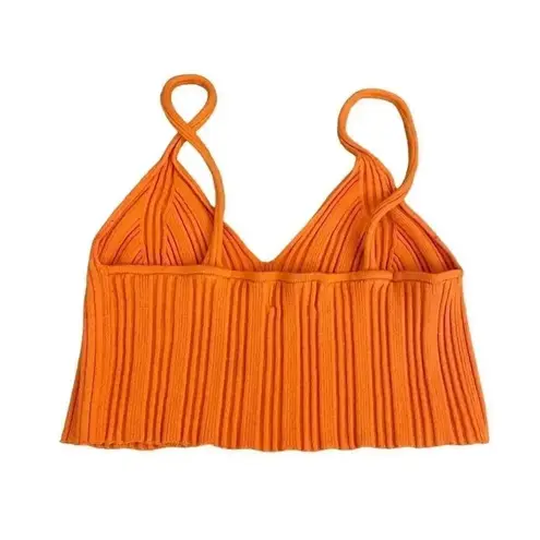 Cider Knit Jersey Women’s Pink & Orange Ribbed V-Neck Cropped Gypsy SZ S # 1117