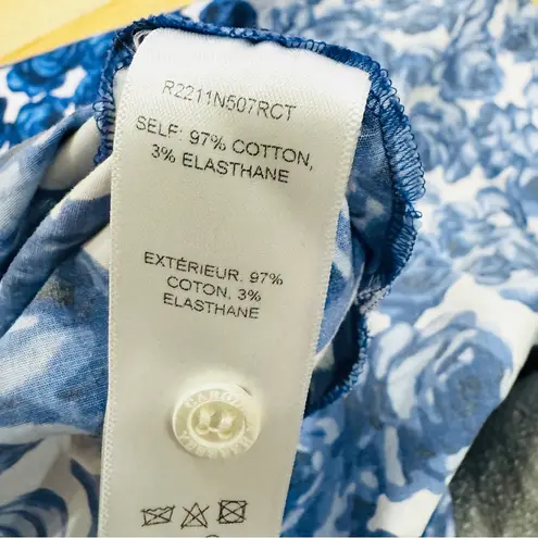 Carolina Herrera  cotton Blue and White Floral Long Sleeve self-tie belt Dress