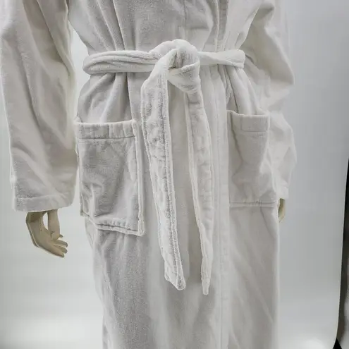 Lillian Vernon Terrycloth Robe Womens Large White 100% Cotton Collared Belted