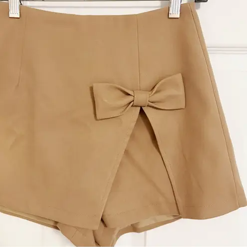 Japanese Kawaii Y2K Cottagecore Brown Bow Mini Skirt Skorts Size XS