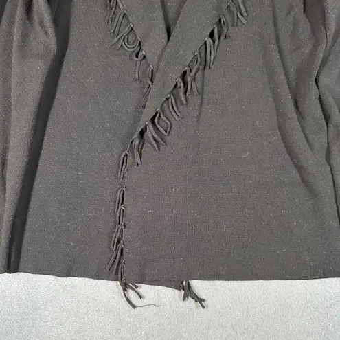 Chicos Womens 3 XL 16 Black Open Front Tassel Accented Long Sleeve Cardigan