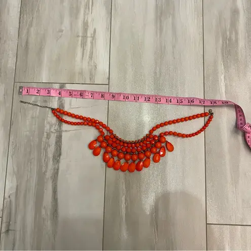 Early 2000s Vibrant Orange Beaded Statement Bib Necklace