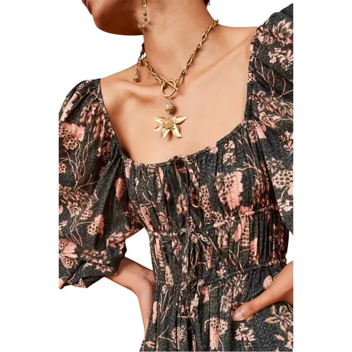 Ulla Johnson New Isla Floral Print Puff Sleeve Lined Midi Dress Size 2 $495