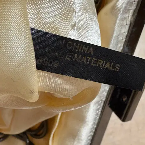 Kate Landry Vintage Pleated Satin Clutch Silver Chain Strap & Rhinestone Clasp