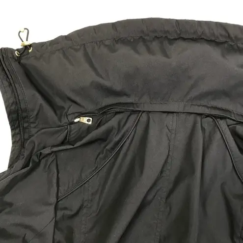 Cole Haan  Packable Raincoat Hooded Zip Pocket Drawstring Waist Gorpcore Black XS