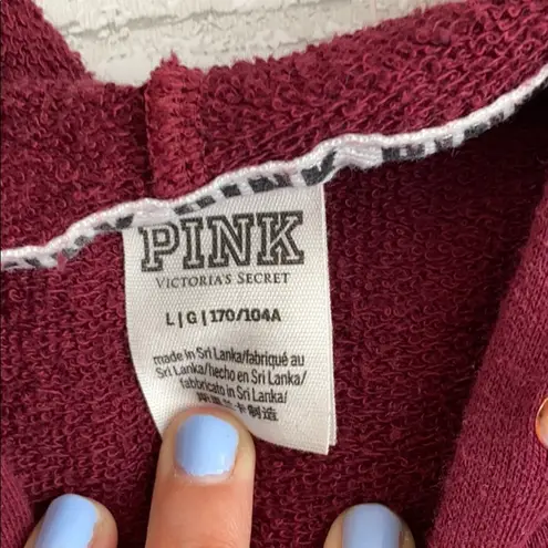 PINK - Victoria's Secret PINK VS Burgundy Mesh Hoodie