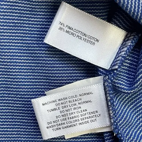 Cutter and Buck Womens Polo Shirt Medium Blue Striped Moisture Wicking DryTec Golf