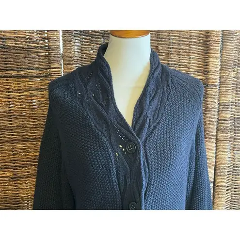 Calvin Klein Jeans  Black Long Cardigan Knitted Button Up Size M