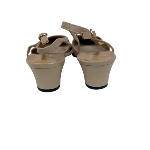 Vaneli Aliz Slingback Pump Cap Toe Low Heel Pudding Leather Nude Black Size 9 Tan