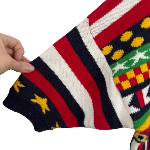 Carroll Reed Women's M Nautical Knit Cardigan Button Up Cotton Colorful 90's Black Size M