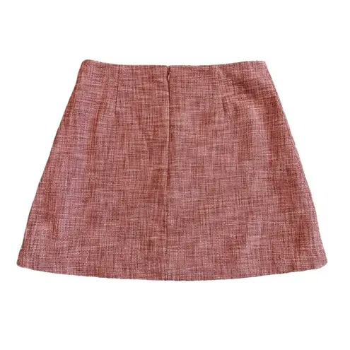 Wilfred  Aritzia Tweed Mini Skirt Coral Cotton Fully Lined Size Small Women's