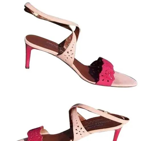 Donald Pliner Pink Light Fuchsia Couture Strappy Cut Outs Suede Shoe NWT $265 Size 10