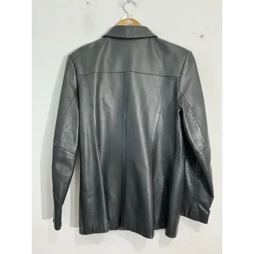 Alfani Womans Outerwear Black Leather Zip Up Jacket Small