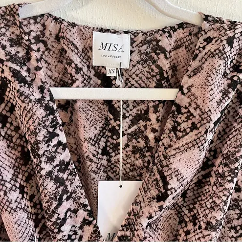 MISA Los Angeles Top Kesara Blouse in Snake Pink & Black Peplum Sz XS NWT