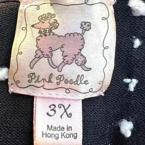 Vintage Pink Poodle Cardigan Sweater Black Pink Plaid Fringe 3x Retro Chic Fun Size XL