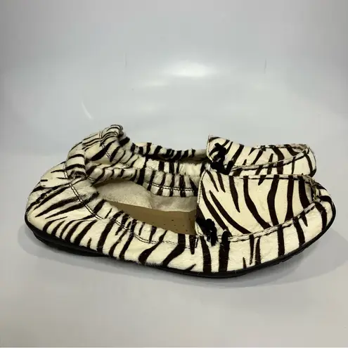 Hush Puppies zebra striped calf hair slip on loafers black white womens size 7
