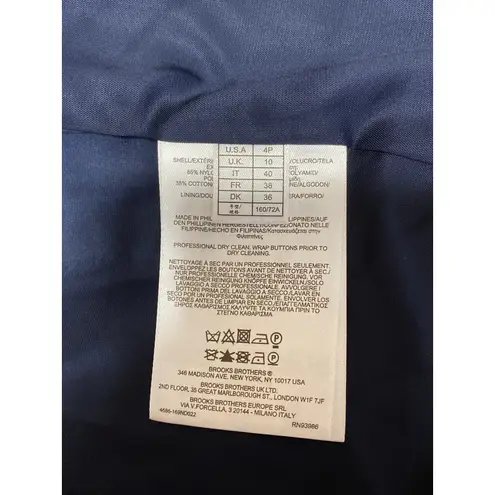 Brooks Brothers Women's Navy Blue Textured Long Sleeve Blazer Coat Jacker Size 4
