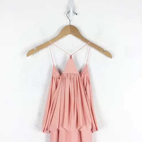 MISA Los Angeles Domino Draped Mini Dress Medium Coral Pink Jersey Cocktail