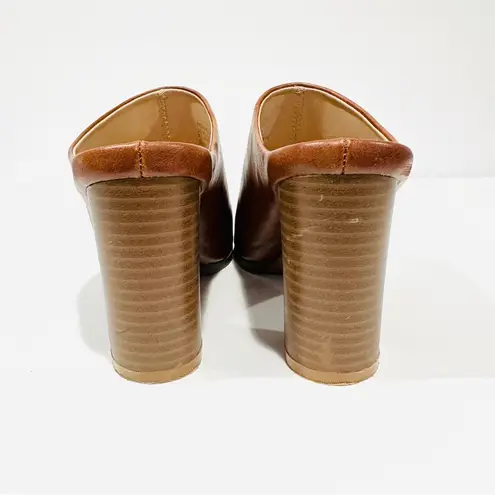 Seven 7 Cognac Brown Mexx Mules Heeled Open Toe Shoes