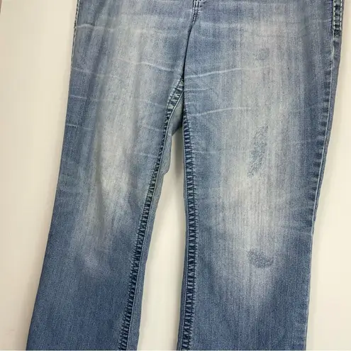 Lane Bryant  Sim Flare High Rise Jeans Sz 16 Light Wash Distressed