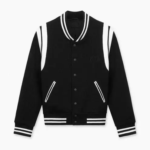 NWT Road to Awe RtA OPHELIE VARSITY JACKET Black white sz Large