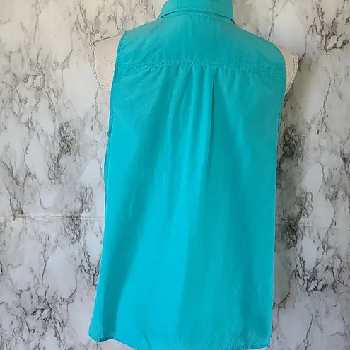 Worthington JCPenney teal silk blend button down size large