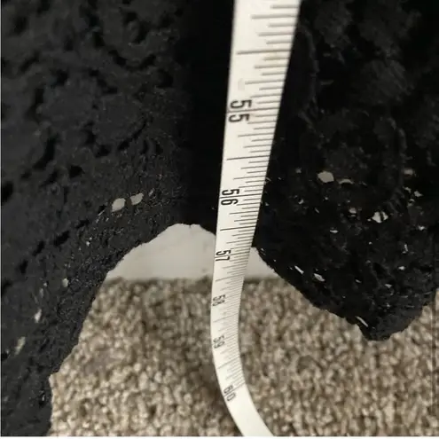 Peter Nygard Black Straight Dress with Lace Overlay and Side Split Size XL