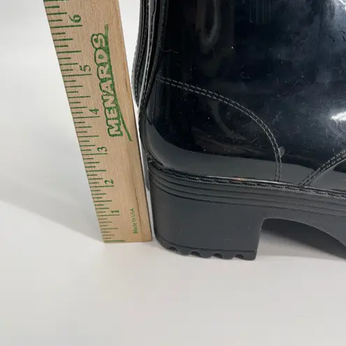 Jeffrey Campbell  Black Patent Platform Combat Boots Lug Sole Lace Up Chunky Sz 8