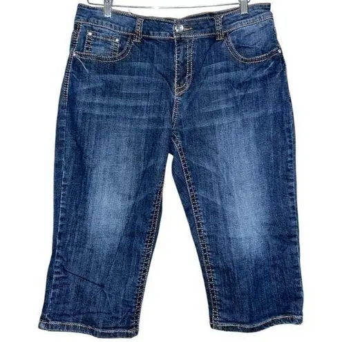 Live Hard Denim Women’s 14 Meets Blue Wash Crystal Studded Culotte Jean Shorts