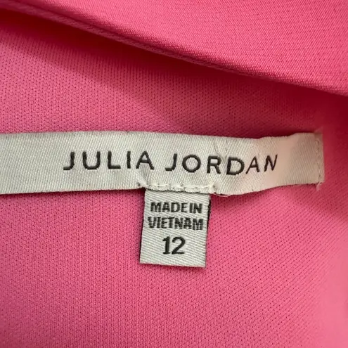 Julia Jordan V-Neck Tie Sheath Knee Length Dress Womens 12 Pink Bows Formal Chic