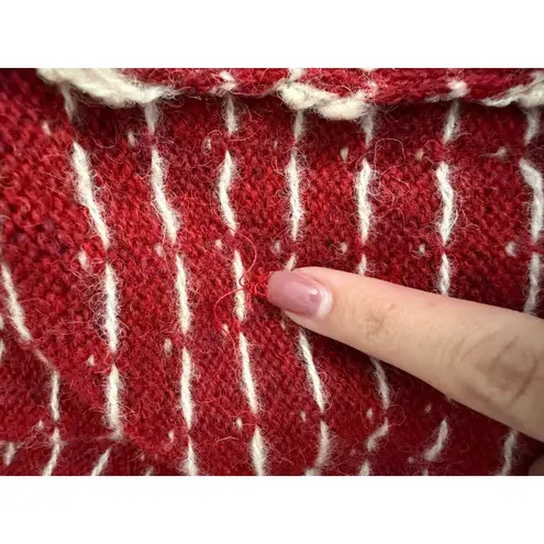 Woolrich Vintage Wool Winter Tree Red Fair Isle Zip Cardigan Women's Size Small