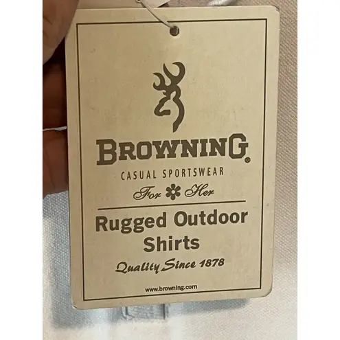 Browning Sleeveless Top Womens Large White V Neck Button Collared Tank Shirt NWT