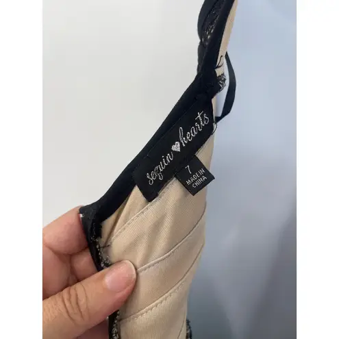 Sequin Hearts Y2K  Lace Full Length Dress Sz 7 Hoco Whimsigoth Lace Ruffle Halter